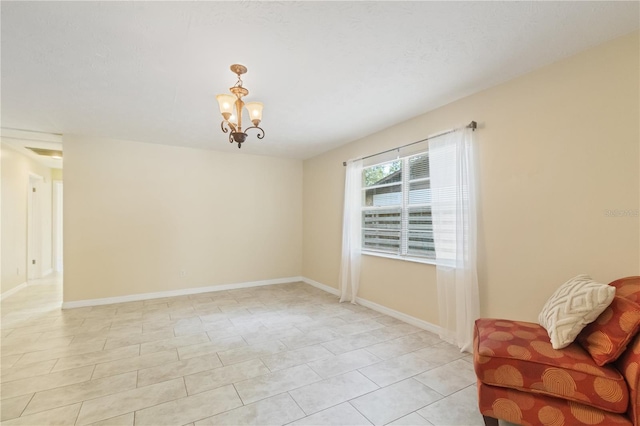39721 Meadowood Loop, Zephyrhills, FL 33542 - living area featuring a chandelier, baseboards, and light tile patterned flooring
