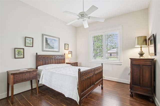 1803 143rd Ct E, Bradenton, FL 34212 - bedroom with dark wood-type flooring, baseboards, and ceiling fan