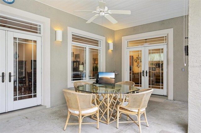 1803 143rd Ct E, Bradenton, FL 34212 - view of patio featuring french doors, ceiling fan, and outdoor dining space