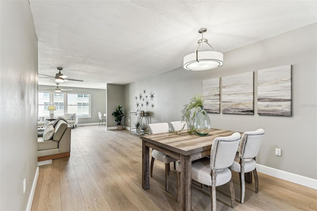 2960 59th St S Unit 303, Gulfport, FL 33707 - dining space with light wood-style flooring, baseboards, and ceiling fan