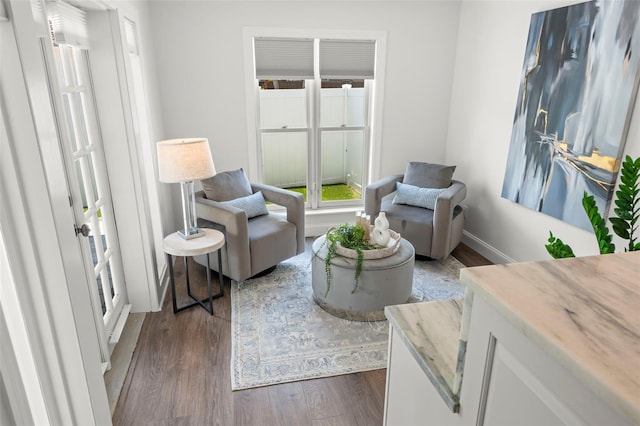 146 26th Ave NE, Saint Petersburg, FL 33704 - living area with dark wood-type flooring and baseboards