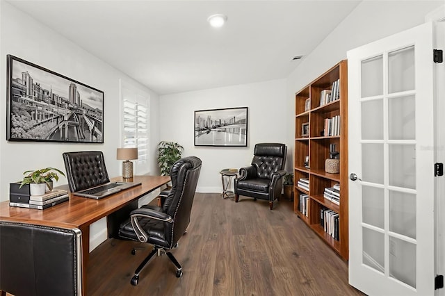 146 26th Ave NE, Saint Petersburg, FL 33704 - office area featuring dark wood-style floors and baseboards