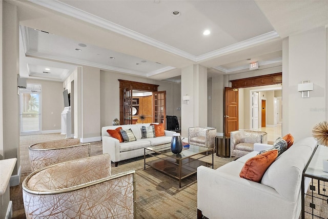 100 Beach Dr NE Unit 301, Saint Petersburg, FL 33701 - living area with ornamental molding, recessed lighting, and baseboards