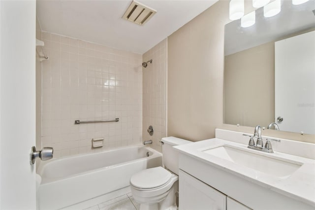 3389 Crystal Ct E J, Unit J, Palm Harbor, FL 34685 - bathroom featuring shower / bathtub combination, toilet, vanity, and tile patterned flooring