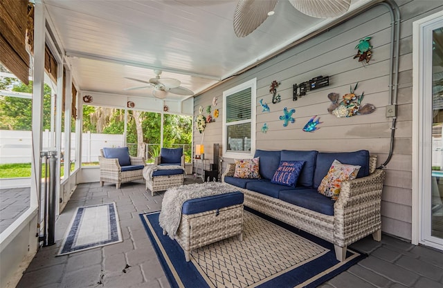 7547 Landmark Dr, Spring Hill, FL 34606 - sunroom / solarium with ceiling fan and outdoor lounge area