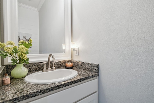 10512 Scenic Hollow Dr, Riverview, FL 33578 - bathroom with vanity and crown molding