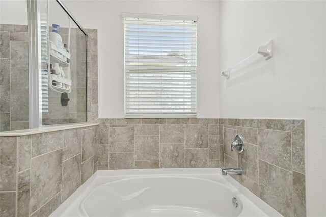 10512 Scenic Hollow Dr, Riverview, FL 33578 - full bathroom featuring a bath, healthy amount of natural light, and tiled shower