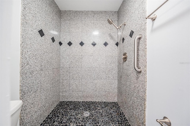 340 Causeway Blvd Unit 105, Dunedin, FL 34698 - bathroom featuring a tile shower and toilet