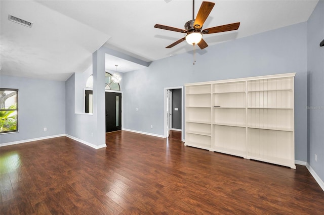 2459 Parkstream Ave, Clearwater, FL 33759 - unfurnished living room with plenty of natural light, wood finished floors, and a ceiling fan