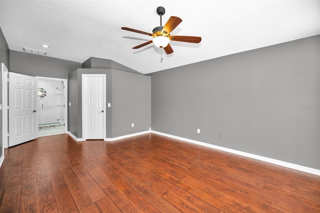 2459 Parkstream Ave, Clearwater, FL 33759 - spare room featuring a ceiling fan, lofted ceiling, wood finished floors, and recessed lighting