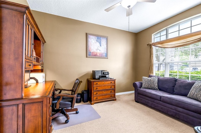 8814 N River Rd, Tampa, FL 33635 - office featuring light colored carpet, ceiling fan, and baseboards