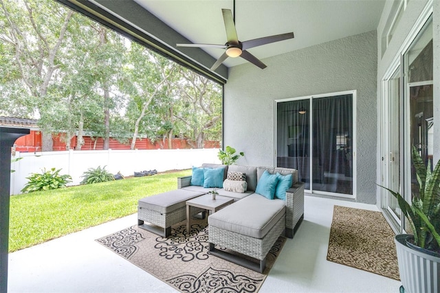 8814 N River Rd, Tampa, FL 33635 - view of patio / terrace with ceiling fan and an outdoor hangout area