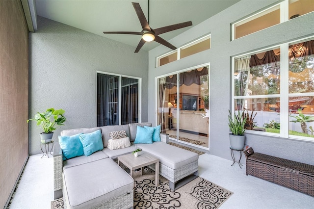 8814 N River Rd, Tampa, FL 33635 - sunroom with a ceiling fan and an outdoor living space