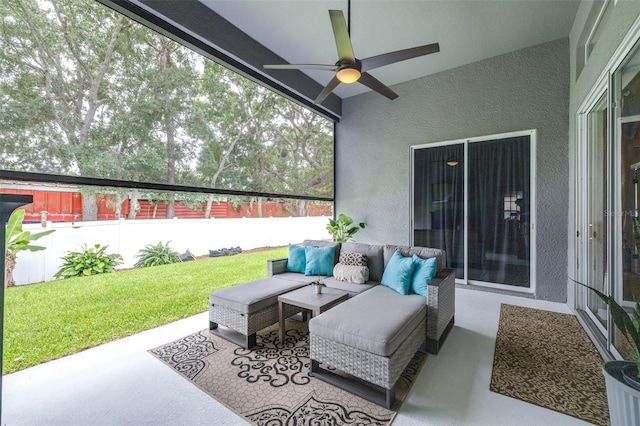 8814 N River Rd, Tampa, FL 33635 - view of patio with an outdoor living space and ceiling fan
