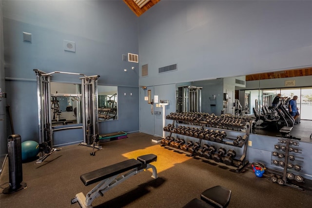 9525 Blind Pass Rd Unit 505, St Pete Beach, FL 33706 - gym featuring high vaulted ceiling
