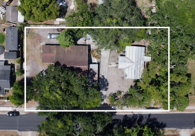 14210 Downing St, Dover, FL 33527 - aerial view of property and surrounding area featuring property parcel outlined