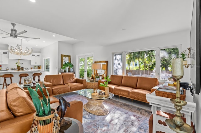 208 Live Oak Ln, Largo, FL 33770 - living area featuring recessed lighting and ceiling fan