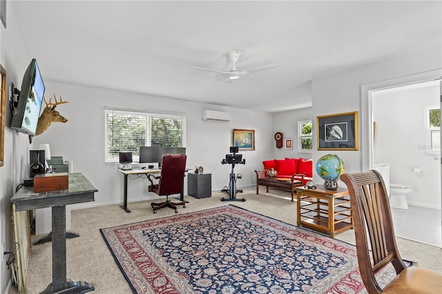 208 Live Oak Ln, Largo, FL 33770 - carpeted office space with a wall mounted AC, plenty of natural light, and a ceiling fan