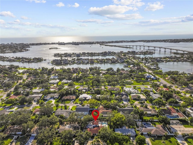 208 Live Oak Ln, Largo, FL 33770 - aerial perspective of suburban area featuring a notable bridge and a nearby body of water