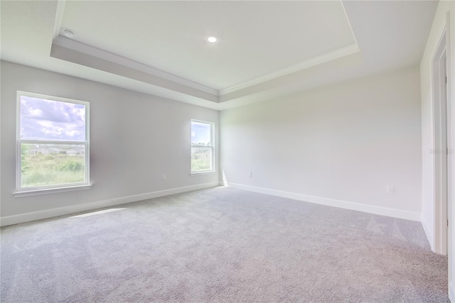 16433 66th Ln E, Parrish, FL 34219 - carpeted spare room with a tray ceiling, baseboards, crown molding, and a smoke detector