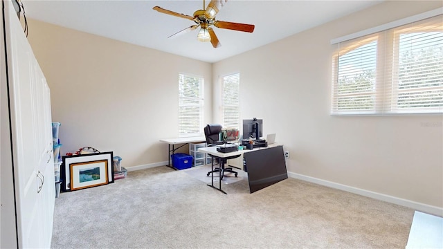 9800 Sago Point Dr, Seminole, FL 33777 - carpeted office space with plenty of natural light, a ceiling fan, and baseboards