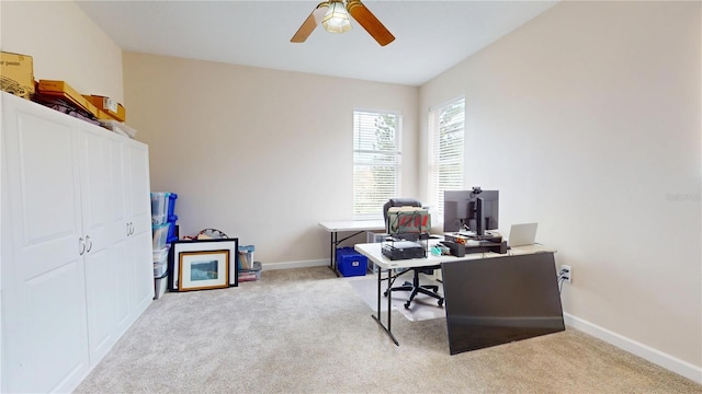 9800 Sago Point Dr, Seminole, FL 33777 - carpeted office space featuring ceiling fan and baseboards