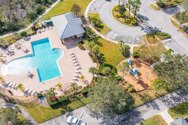 9140 Hillcroft Dr, Riverview, FL 33578 - drone / aerial view of a pool area