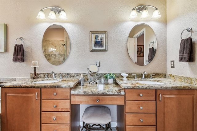 3484 Primrose Way, Palm Harbor, FL 34683 - full bathroom with double vanity and a textured wall