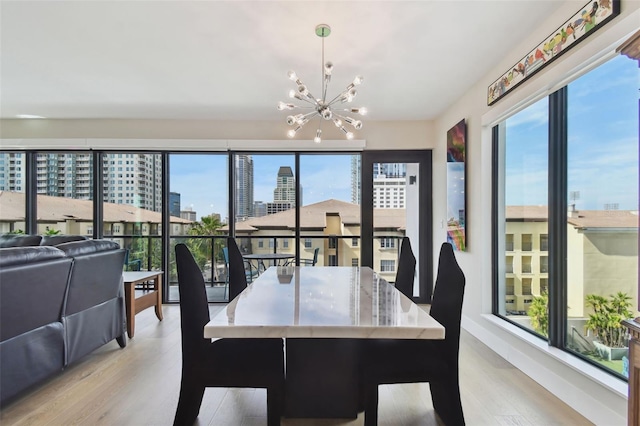 199 Dali Blvd Unit 607, Saint Petersburg, FL 33701 - dining room with a chandelier, light wood-style flooring, and a view of city