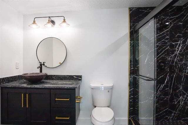 2010 4th Ave W, Palmetto, FL 34221 - bathroom with vanity, a marble finish shower, and toilet