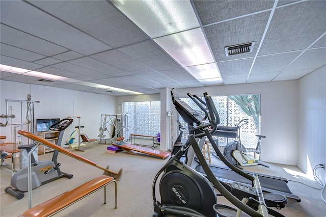 1655 S Highland Ave Unit B118, Clearwater, FL 33756 - exercise room featuring a drop ceiling and plenty of natural light