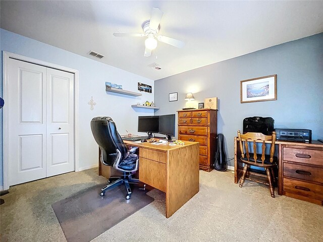 4315 Whittner Dr, Land O Lakes, FL 34639 - office featuring ceiling fan and light colored carpet