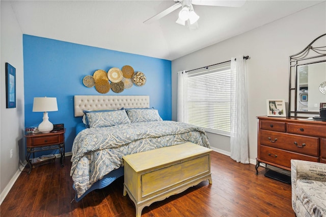 5143 Lochmead Ter, Zephyrhills, FL 33541 - bedroom with baseboards, wood finished floors, and a ceiling fan
