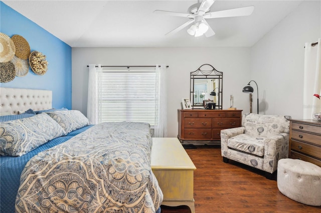 5143 Lochmead Ter, Zephyrhills, FL 33541 - bedroom featuring dark wood-style flooring and ceiling fan