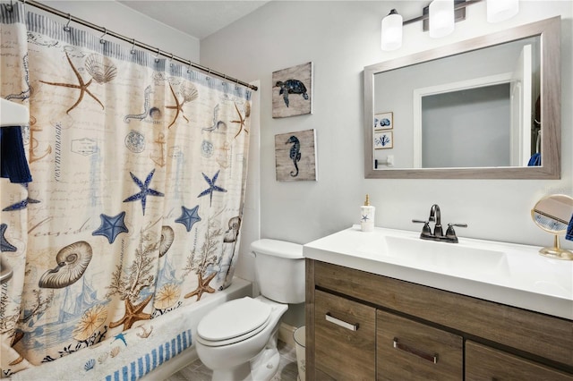 5143 Lochmead Ter, Zephyrhills, FL 33541 - bathroom featuring vanity, toilet, and shower / bath combination with curtain