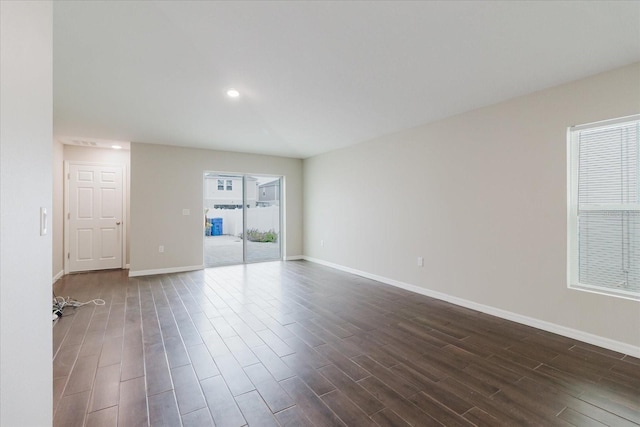13016 Boggy Creek Dr, Riverview, FL 33579 - spare room featuring dark wood-style floors, baseboards, and recessed lighting