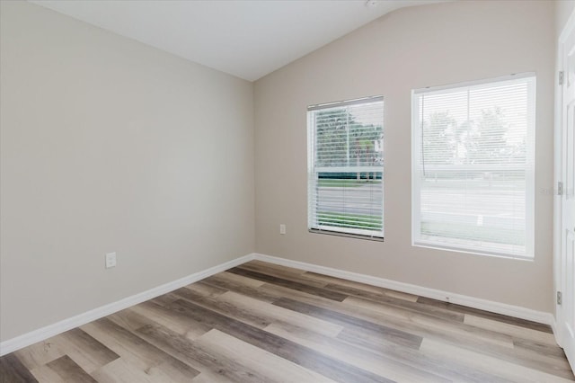 13016 Boggy Creek Dr, Riverview, FL 33579 - spare room with lofted ceiling, wood finished floors, and baseboards