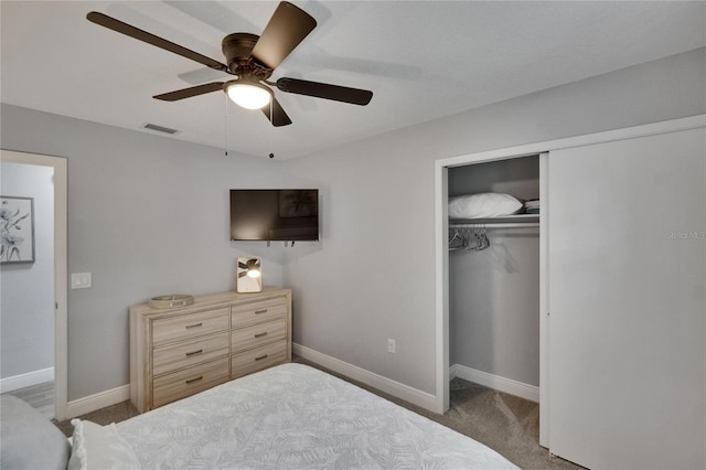 8222 Valrie Ln, Riverview, FL 33569 - carpeted bedroom with baseboards, a closet, and ceiling fan