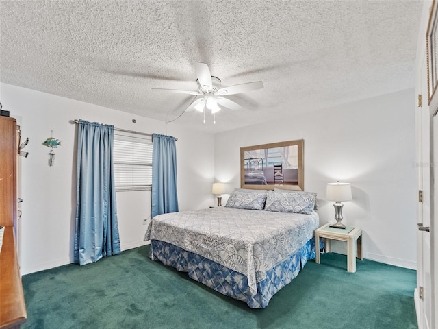 18610 Gulf Blvd Unit 208, Indian Shores, FL 33785 - bedroom with carpet floors, baseboards, a ceiling fan, and a textured ceiling