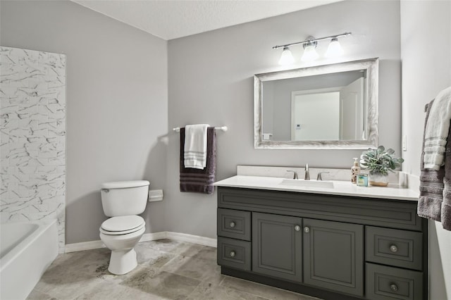 19409 Weymouth Dr, Land O Lakes, FL 34638 - full bathroom featuring vanity, toilet, baseboards, and bathing tub / shower combination