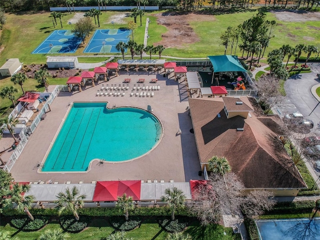 19409 Weymouth Dr, Land O Lakes, FL 34638 - bird's eye view of a pool area
