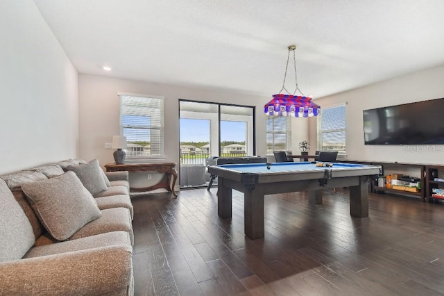 6129 Marsh Trail Dr, Odessa, FL 33556 - playroom with billiards, dark wood-type flooring, and recessed lighting