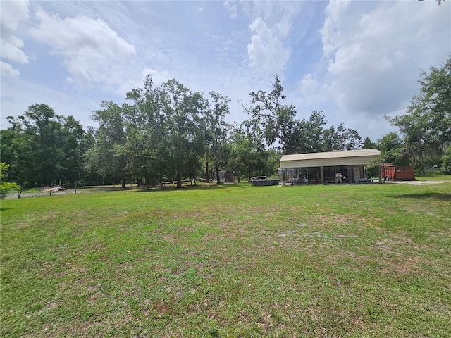 4352 Joy Dr, Land O Lakes, FL 34638 - view of green lawn with a carport
