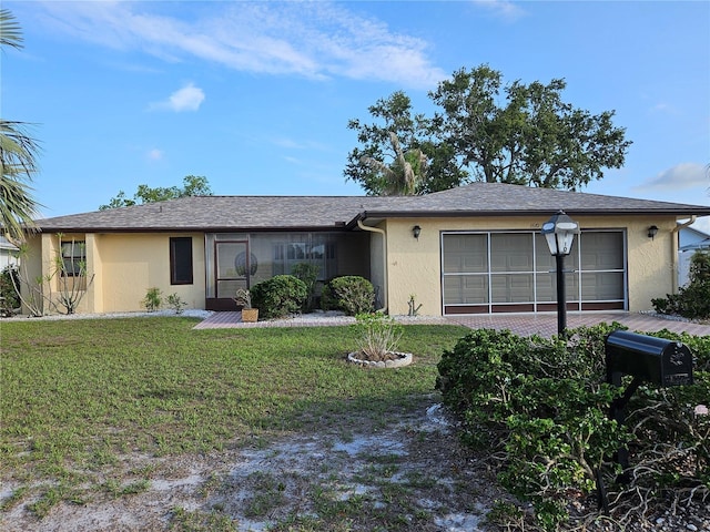 1510 Flamingo Ln, Sun City Center, FL 33573 - ranch-style house with stucco siding and a front yard
