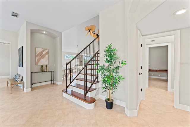 4306 Barracuda Dr, Bradenton, FL 34208 - stairway featuring tile patterned flooring, baseboards, and recessed lighting