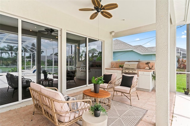 4306 Barracuda Dr, Bradenton, FL 34208 - view of patio featuring ceiling fan