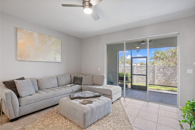 4504 Silver Lining St, Sarasota, FL 34238 - living area featuring a ceiling fan and light tile patterned floors