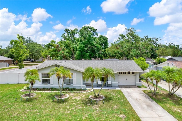 801 Kirkcaldy Way, Valrico, FL 33594 - ranch-style house featuring stucco siding, an attached garage, driveway, and roof with shingles