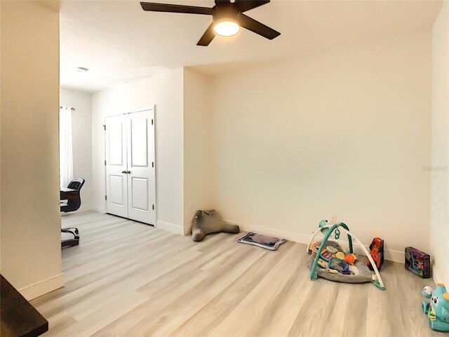 32977 Kaloko Rd, Wesley Chapel, FL 33543 - unfurnished office with wood finished floors and a ceiling fan