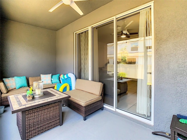32977 Kaloko Rd, Wesley Chapel, FL 33543 - view of patio / terrace with ceiling fan and an outdoor hangout area